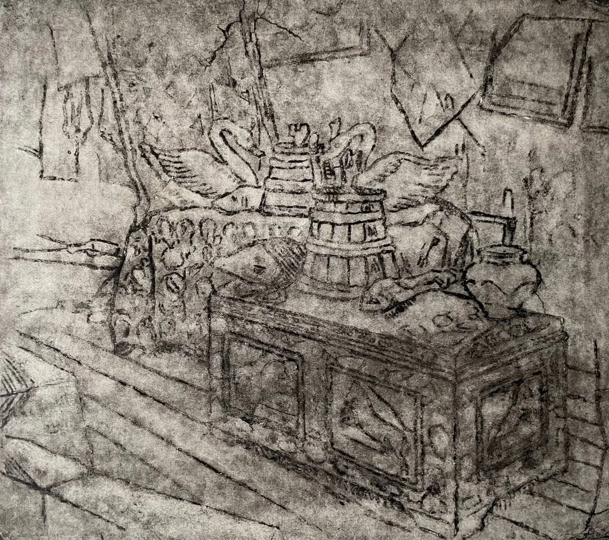 Натюрморт с лебедями. Калмыков Сергей (1891–1967)