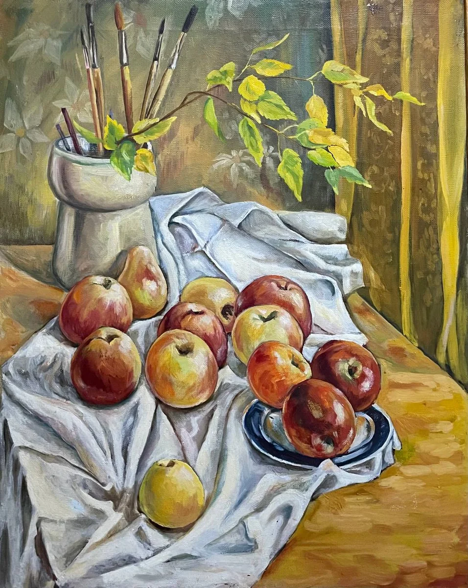 Натюрморт с яблоками. Плаксин Д.