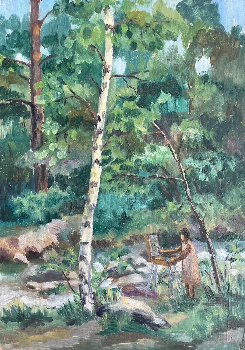 Девушка с этюдником (1979). Аксёнов Г.