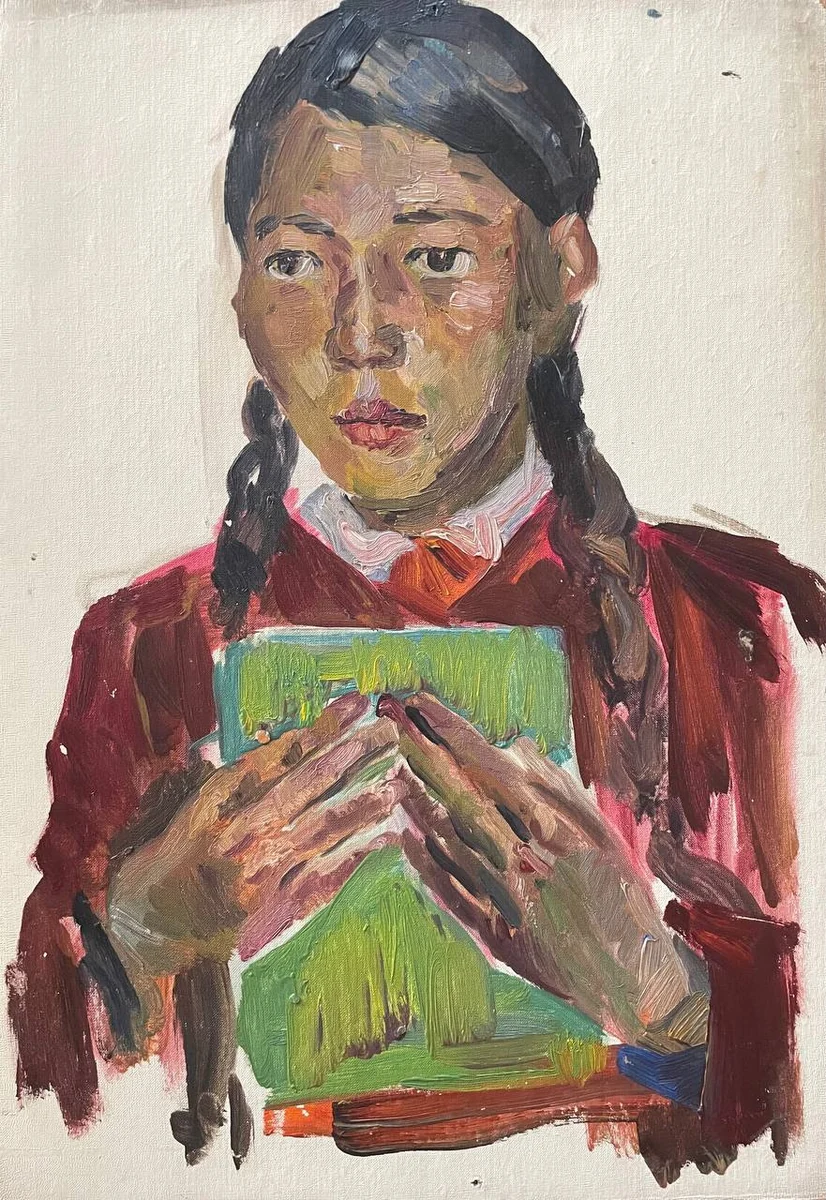 Портрет девушки с книгой. Сариев Шаймардан (1937–1988)