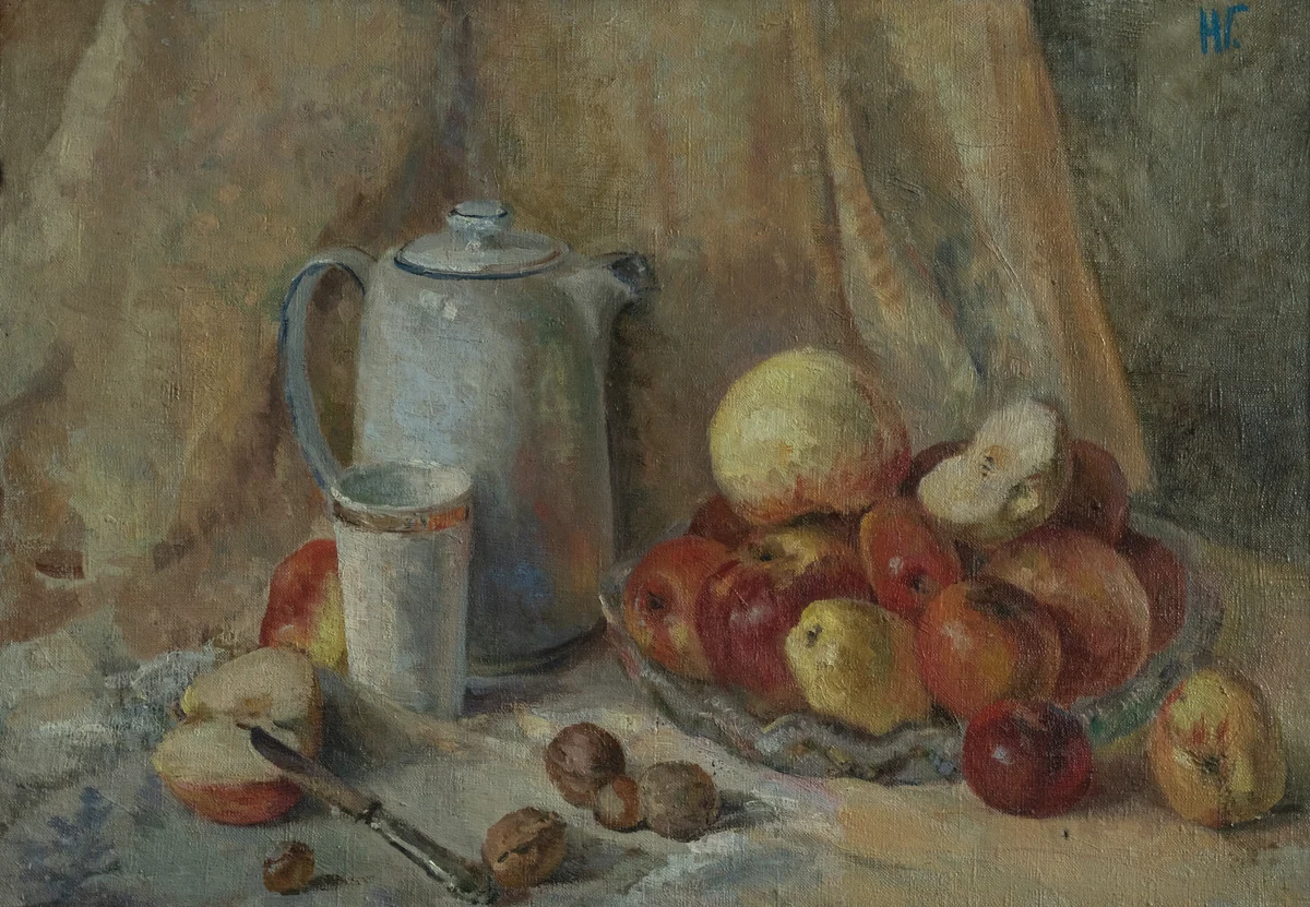 Натюрморт яблоки (1952). Гинзбург Нина (1928–2023)