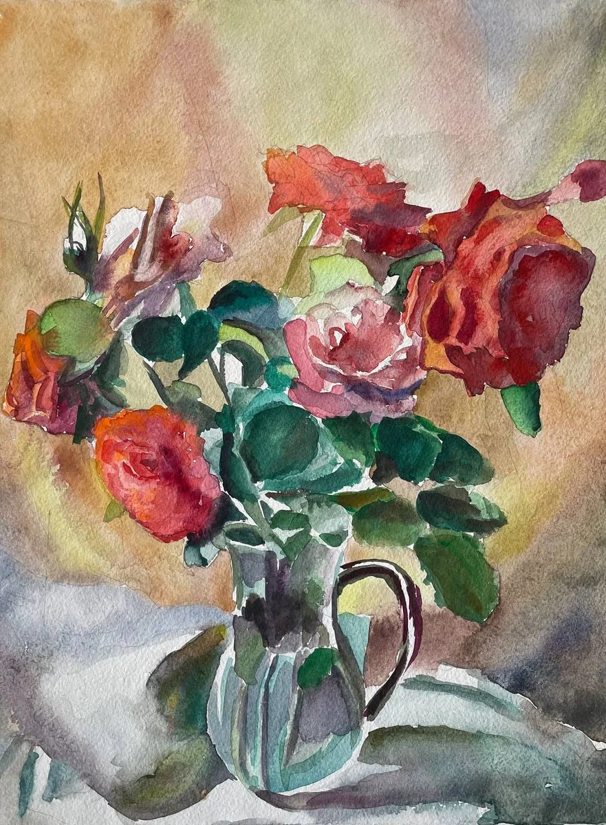 Натюрморт с розой. Гинзбург Нина (1928–2023)